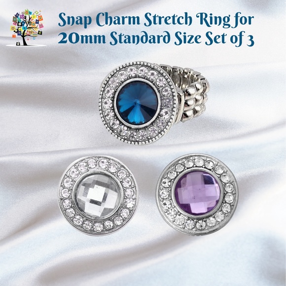 Dragonfly Spirit Designs Jewelry - Snap Charm Stretch Ring for Standard Snaps 20mm Set of 3
